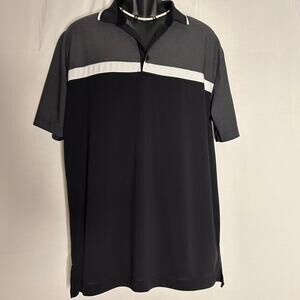 Callaway Opti-Dri Golf Polo Shirt Mens Large Black Gray Stripe Athletic